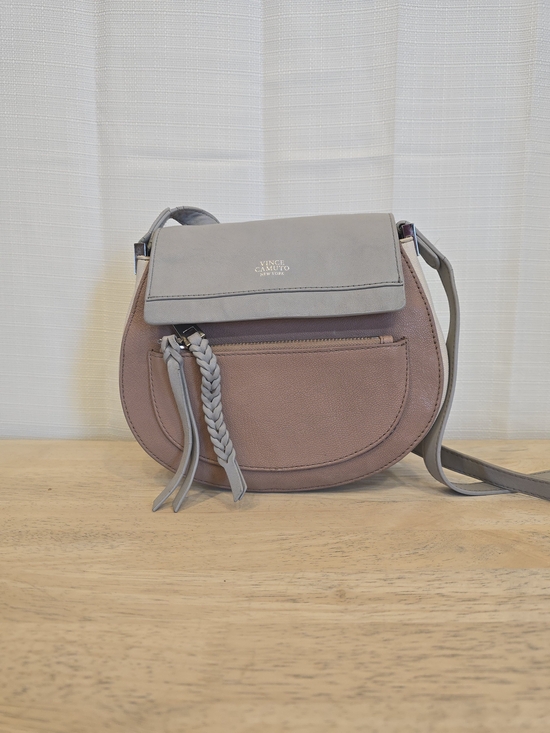 Vince Camuto Handbags - Vince Camuto Two-Tone Faux Leather Crossbody Bag in Taupe & Gray